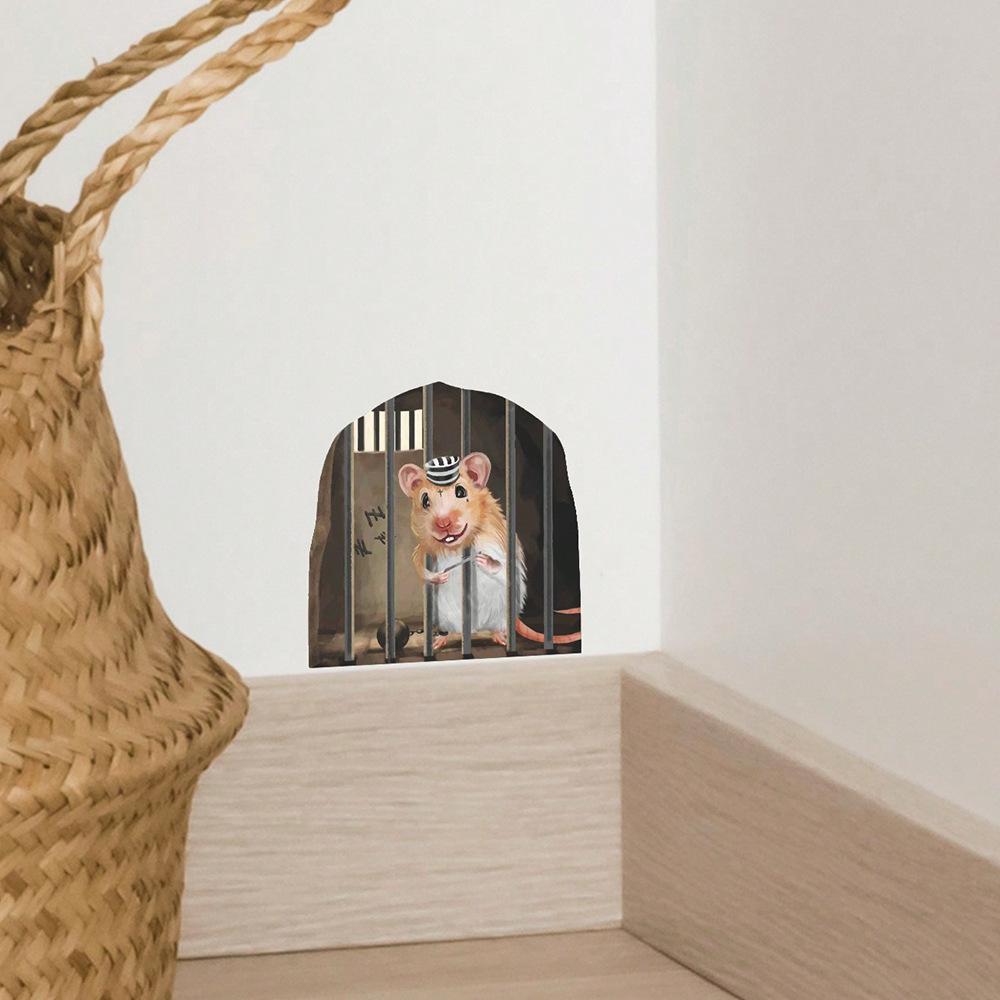 Cute Cartoon Mouse Hole Stickers for Bedroom Living Room and Home Beautification and Decoration Walls At Will