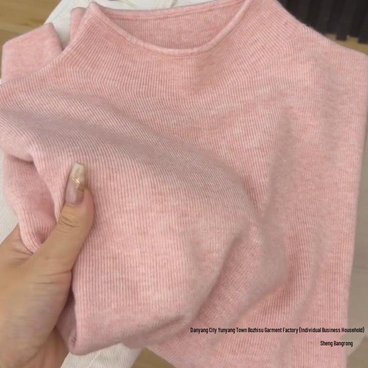 Women's Pink Knit Sweater - Korean Style, Early Autumn 2025 Collection