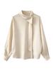 LUXI French Design Silk Tie-Up Collar Elegant Women's Spring Top