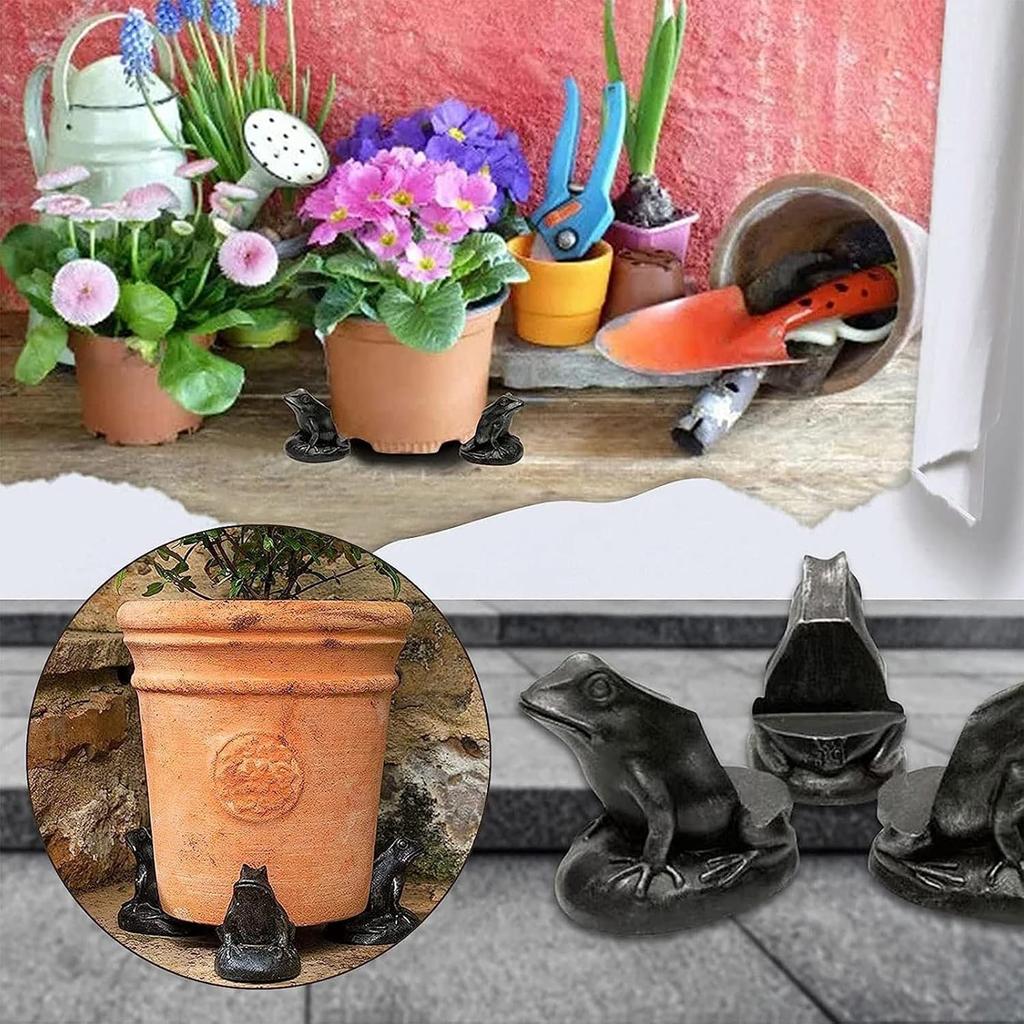 3Pcs Frog Resin Pot Decorative Feet, Plant Pot Support Feet for Outdoor, Animals Statue Pot Base Planter Risers, Flower Pot Plant Stand (Frog)
