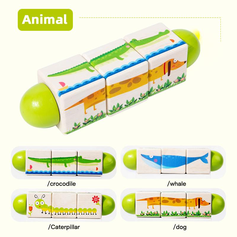 3D Wooden Rotating Puzzle Toddler Baby Educational Toys for Children Matching Game Animal Gifts Unisex Early Childhood Education