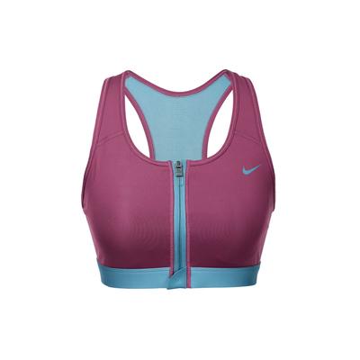 Dri-Fit Farbblock Mittlerer Halt Sport-BH mit Reißverschluss vorne Damen Unterwäsche Lila Rot FD4807-653