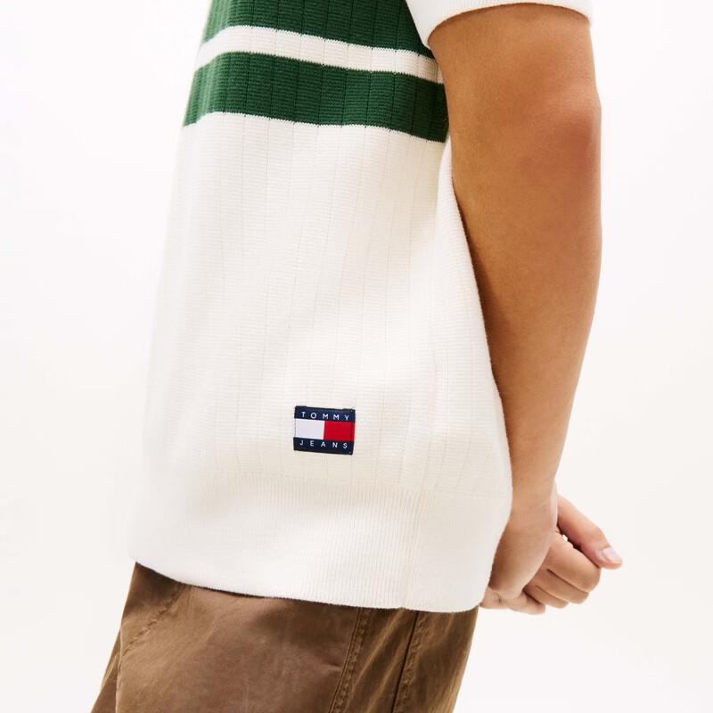 Tommy Jeans Unisex Color-Block Short Sleeve Polo Knit Shirt