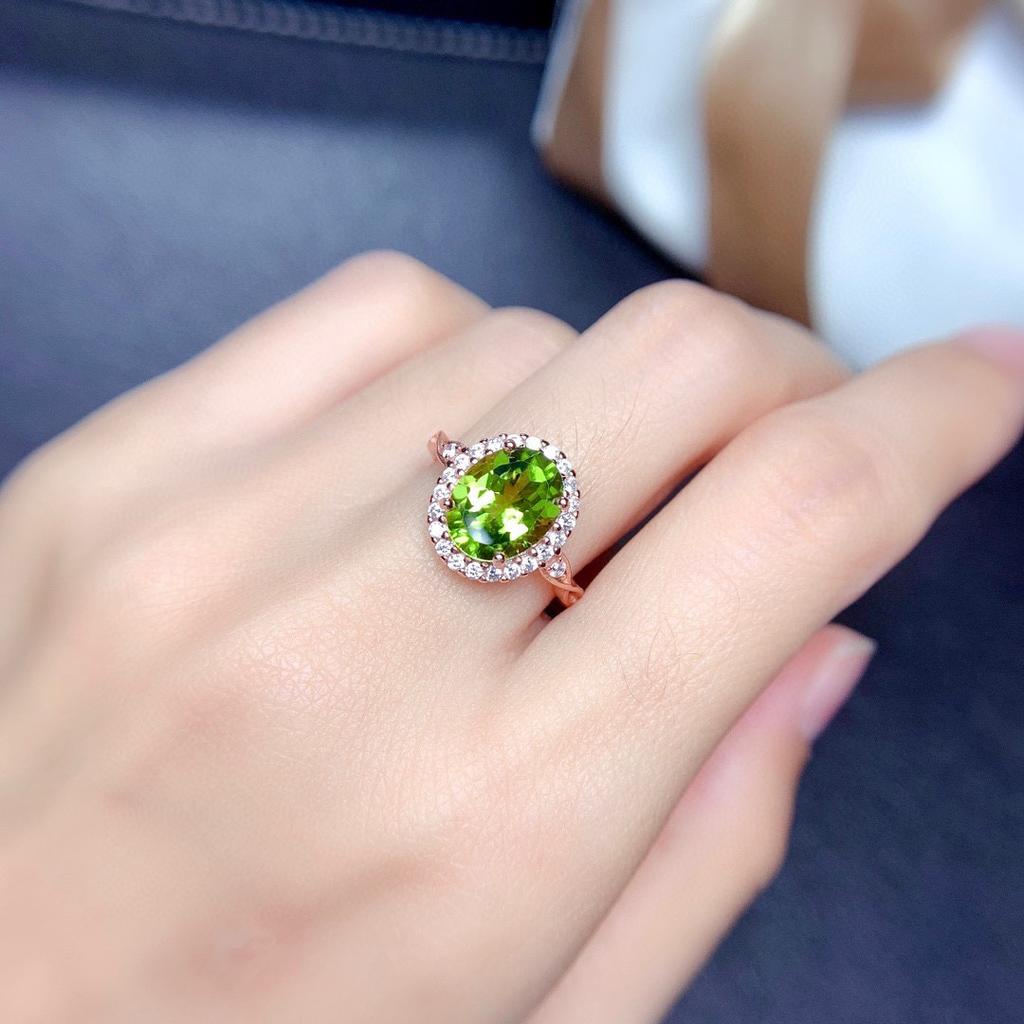 Diwenfu 14k Roségold Schmuck Grüner Topas Ring für Frauen Feine Anillos De Bizuteria Bague oder Jaune Eheringe Ring Schmuckschatulle