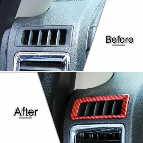 2x Center Console Air Vent Outlet Cover Trim for Dodge Ram 1500 10-17 Red Carbon