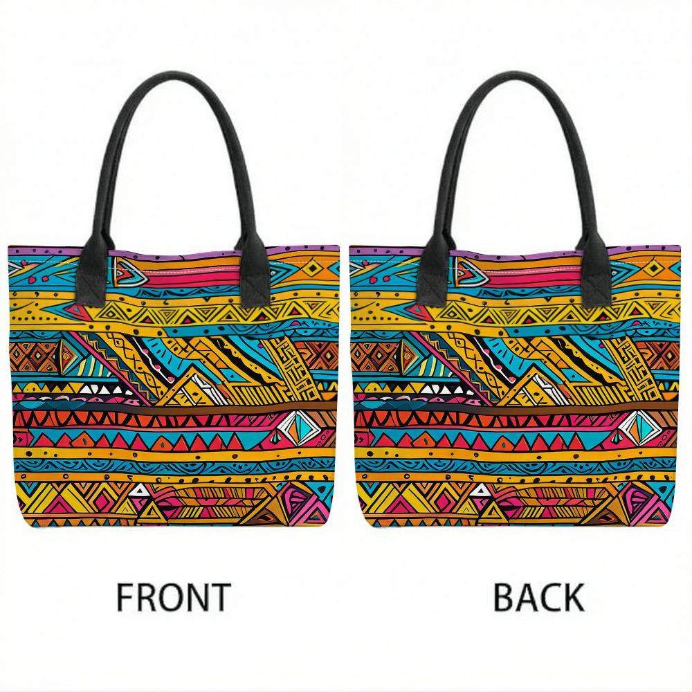  Bohemian Tote Bag Ethnic Print Large Capacity Casual Shoulder Handbag for Daily Shopping Travel