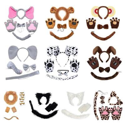 Halloween Animal Costume Animal Ear Headband, Glove,Plush Tail, Animal Costume Accessories for Kid Girl Halloween