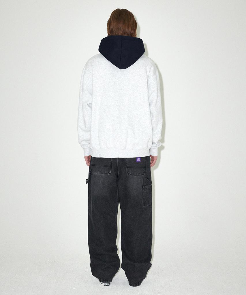 Maha Grid Basic Color Block Hoodie Light Gray(Mg2Efmm421A)