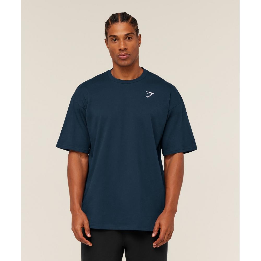 Gymshark CresT Oversized T shirT Gs Navy A4c5a Ub9p