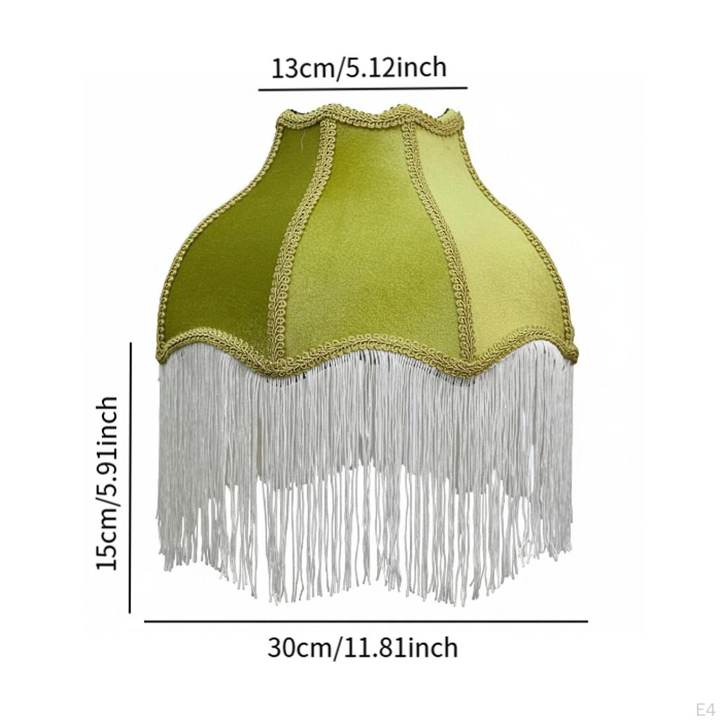 Bell-Shaped Lampshade in Velvet with Decorative Tassels And Fringes, Light Ideal for Floor Or Table
