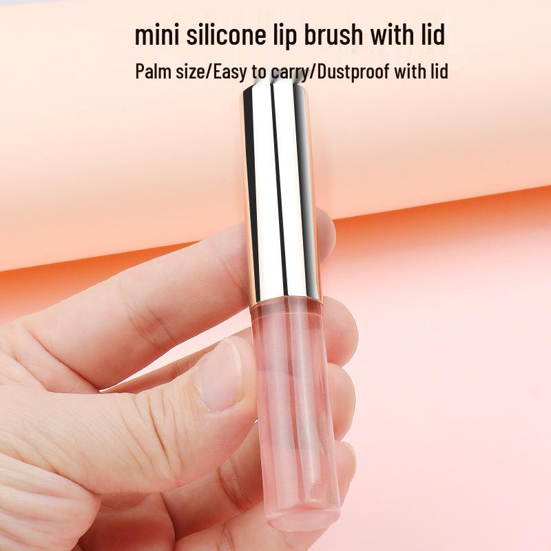 Transparent Silicone Lip Brush with Lid - Portable Lipstick Smudge and Balm Tool