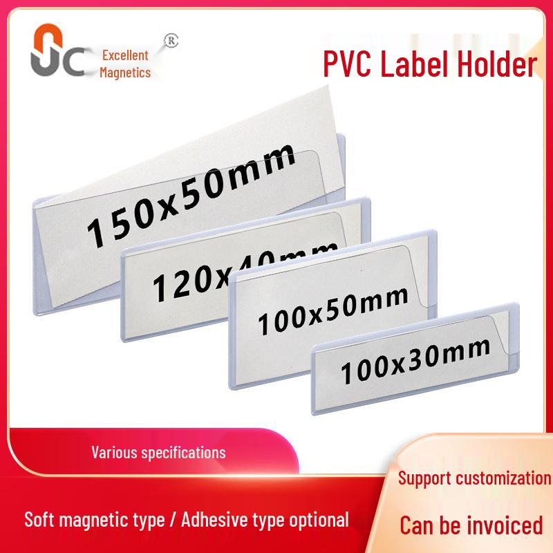 Magnetic PVC Shelf Label Card Holder with Adhesive Sign and Replaceable Paper