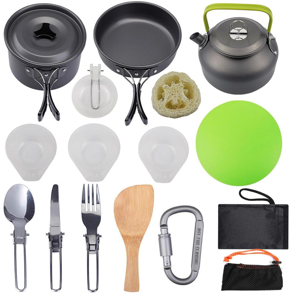 Portable Outdoor Camping Cookware & Teapot Set