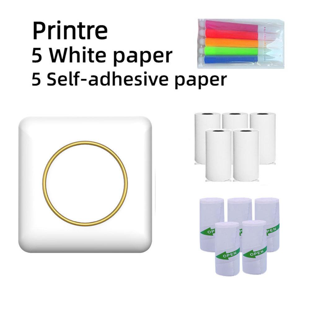 Mini Pocket Printer, Portable Inkless Thermal Printer, Compatible with Android & iOS, USB Charging, Rechargeable Lithium Battery