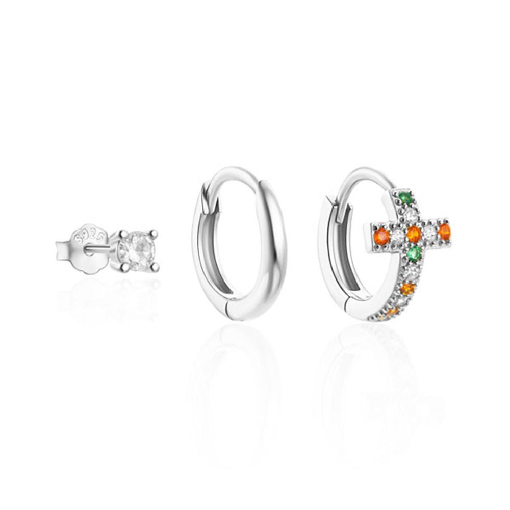 AIDE 925 Silver 3pcs 4pcs Set Zircon Stud Earrings 18k Gold Star Minimalism Huggies Earring Fine Jewelly Set Party Gift