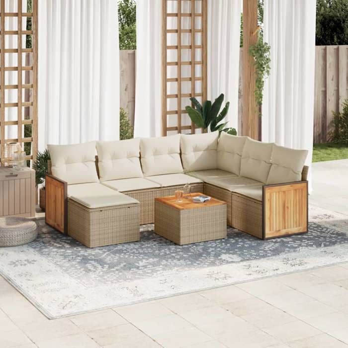 VidaXL Garden Lounge Set with Cushions 8 Pcs, Patio Sofas, Patio Furniture Set, Outdoor Furniture, Beige 3227892