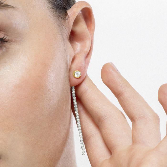 Boucles d'oreilles - LUXENTER - Lothix - Argent 925 - Or jaune 18k - Zircon cubique
