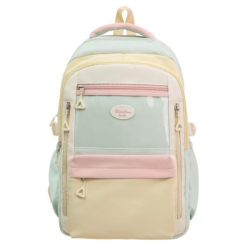 

Студенческий рюкзак в стиле колледжа, женский рюкзак контрастного цвета зелёный/жёлтый