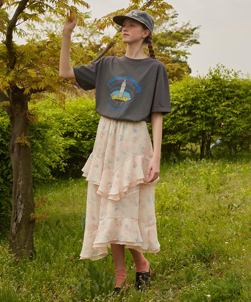 Baitalssain Unbalanced Can-Can Long Skirt (Coral Pink)