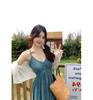 Women's Plus Size Summer A-Line V-Neck Suspender Dress, Chinese Style with Slim Waist and Tube Top Design