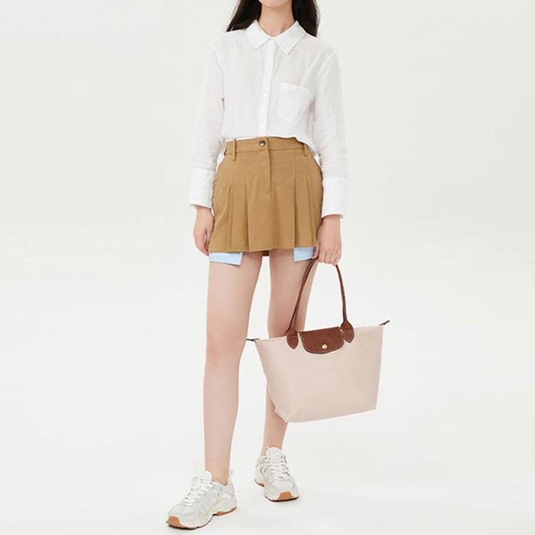 Longchamp Le Pliage 28 Button Zipper Closure Long Handle Dumpling Tote Bag Women Tote Bags Paper-Color 2605089P71