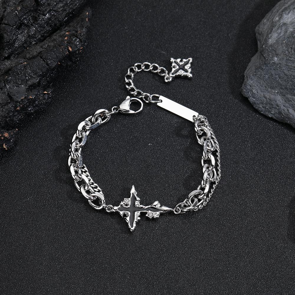 Dunkle Kreuzkette Amerikanischer Stil Herren Vielseitiger Nischen-Trend Titanstahl Nicht verblassend Damen Sommer High-End Accessoire