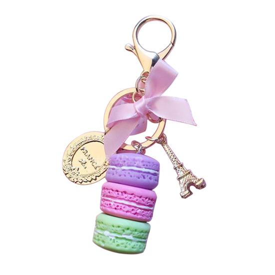 Cute Macaron Cake Pendant Car Key Ring Keychain Alloy Holder Bag Purse Accessory