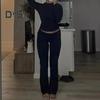 Set 2 Pezzi/Set Abbigliamento Sportivo da Donna Manica Lunga Girocollo Manica Corta Vestibilità Slim Elastico Vita Alta Vintage Morbido Casual Set T-shirt Pantaloni Set Pilates