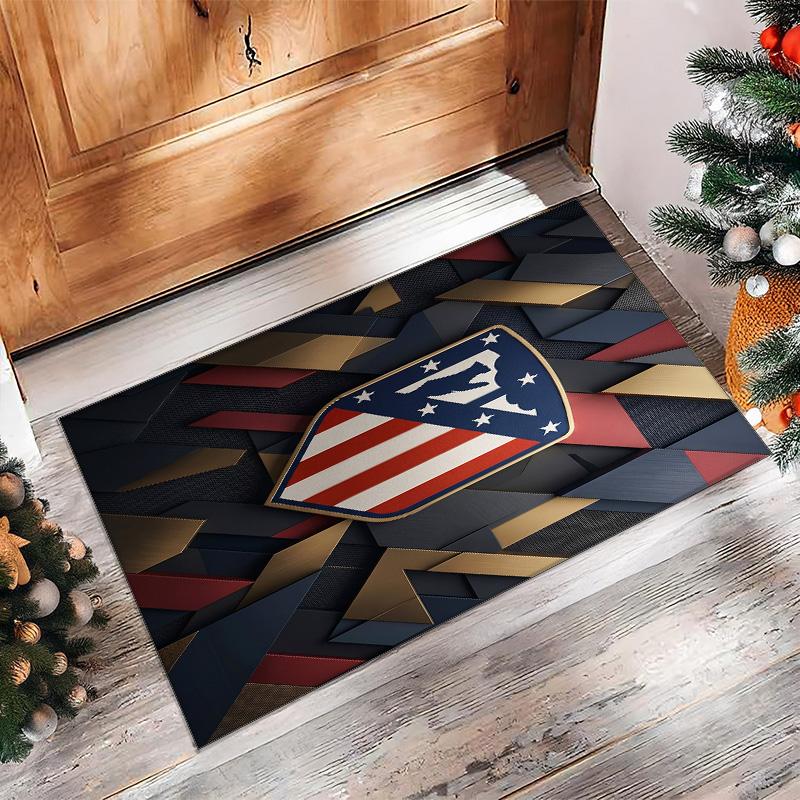 Atletico Madrid Printed Flannel Area Rug Non Slip Soft Polyester Floor Carpet Indoor Decor Mat for Bedroom Living Room Sofa Game Room Home Decoration
