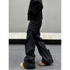 Blaexit American Retro Niche Pleated High-End Men's Black Loose Straight-Leg Wide-Leg Casual Pants