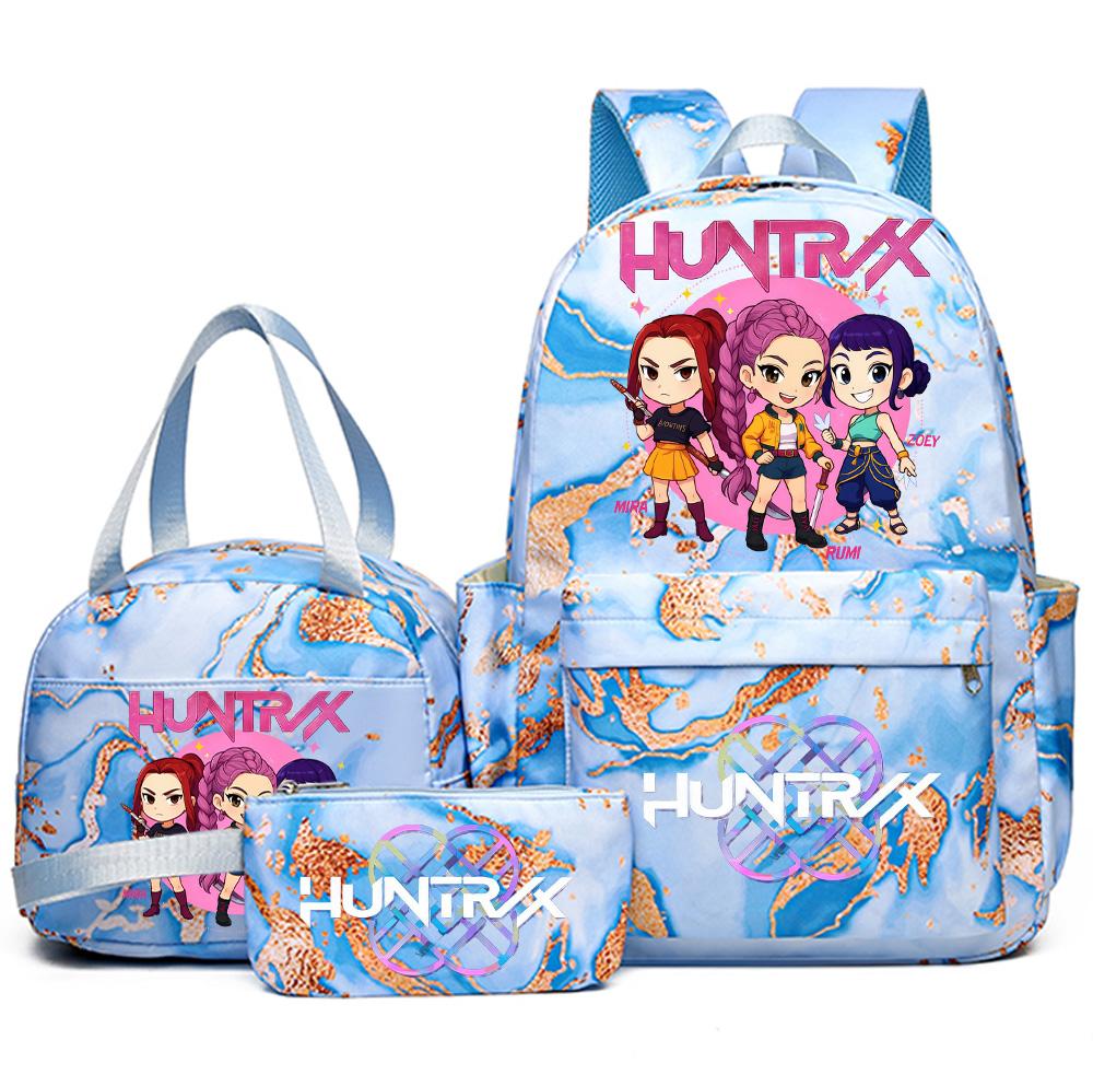 3Pcs/set Cartoon Kpop Printed Backpack with Handbag Pencil Case for Teenager Student Girl Boy Bookbag Schoolbag Women Large Capacity Travel Bag