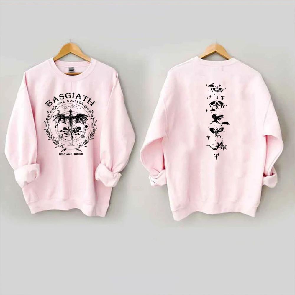 Unisex zlatá mikina Dragon Fourth Wing Basgiath War College Oboustranná mikina Dragon Rider Bookish Svetr Trendy Fans Mikiny