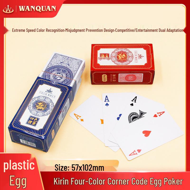 Baralho de Cartas Wanquan Extra Longo à Prova d'Água Fosco de PVC para Guandan, Quatro Cores, Resistente a Dobras.