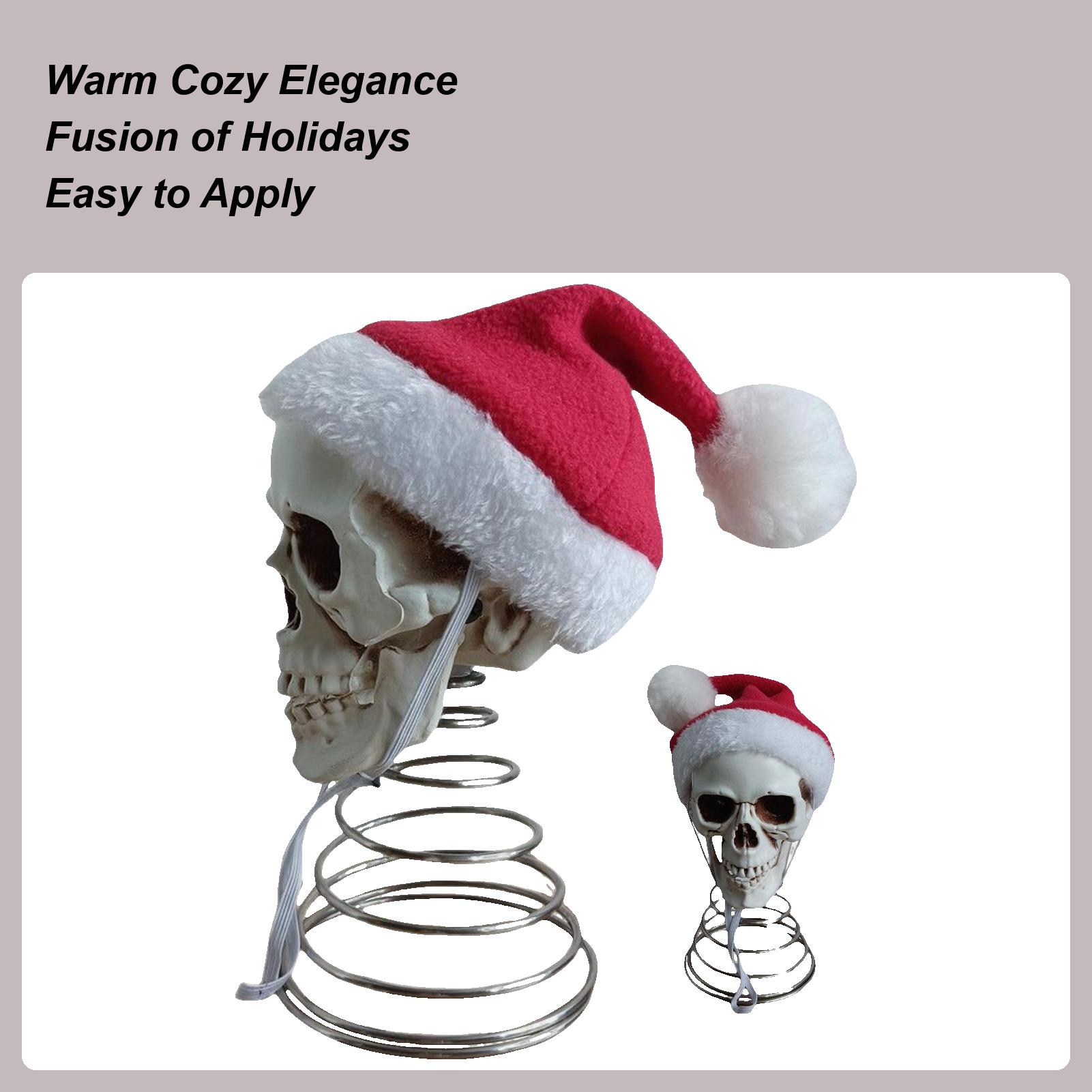 5-inch Christmas Tree Topper Decoration Skull Head With Santa Hat Plastic Skeleton Head Party Props For Home Christmas CN
