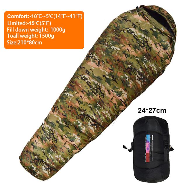 Очень теплый спальный мешок с наполнителем из белого утиного пуха для взрослых, в стиле мумии, подходит для зимней термы, 3 вида толщины, для путешествий, кемпинга