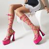 Fashion Summer hot girl sandals square toe open toe high water platform straps two wear women's high heels large size