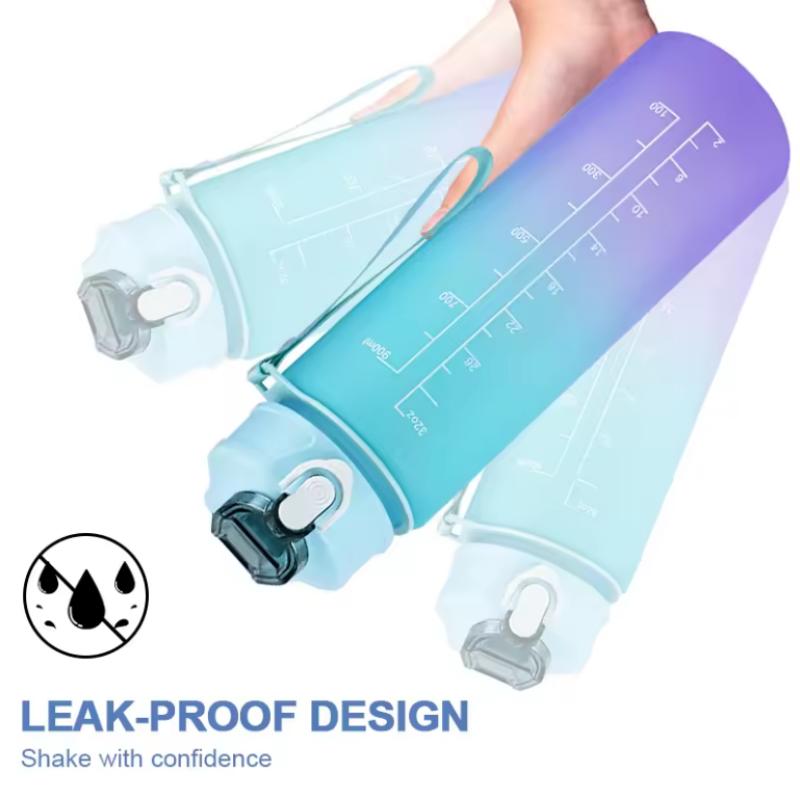 750ML Sports Water Bottle with Time Marker Leak-proof Cup Motivational Portable Water Bottle for Outdoor Sport Fitness BPA Free