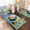 4PC Set of Medieval Black Cat Placemats Vintage Naughty Cat Abstract Geometric Atomic Starburst Placemat