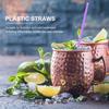 200 Pcs Plastic Straws Disposable Flat Mouth and Straight Drinking Straws Smoothie Drink Straws for Wedding Birthday Party Favor