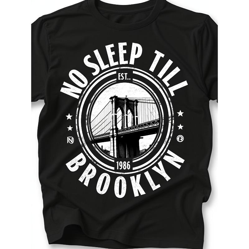 

European sizes Men s Tshirts Crew Neck No Sleep Till Brooklyn Tshirt Printed Tshirt Casual Simple Summer Cooling T-shirt XL