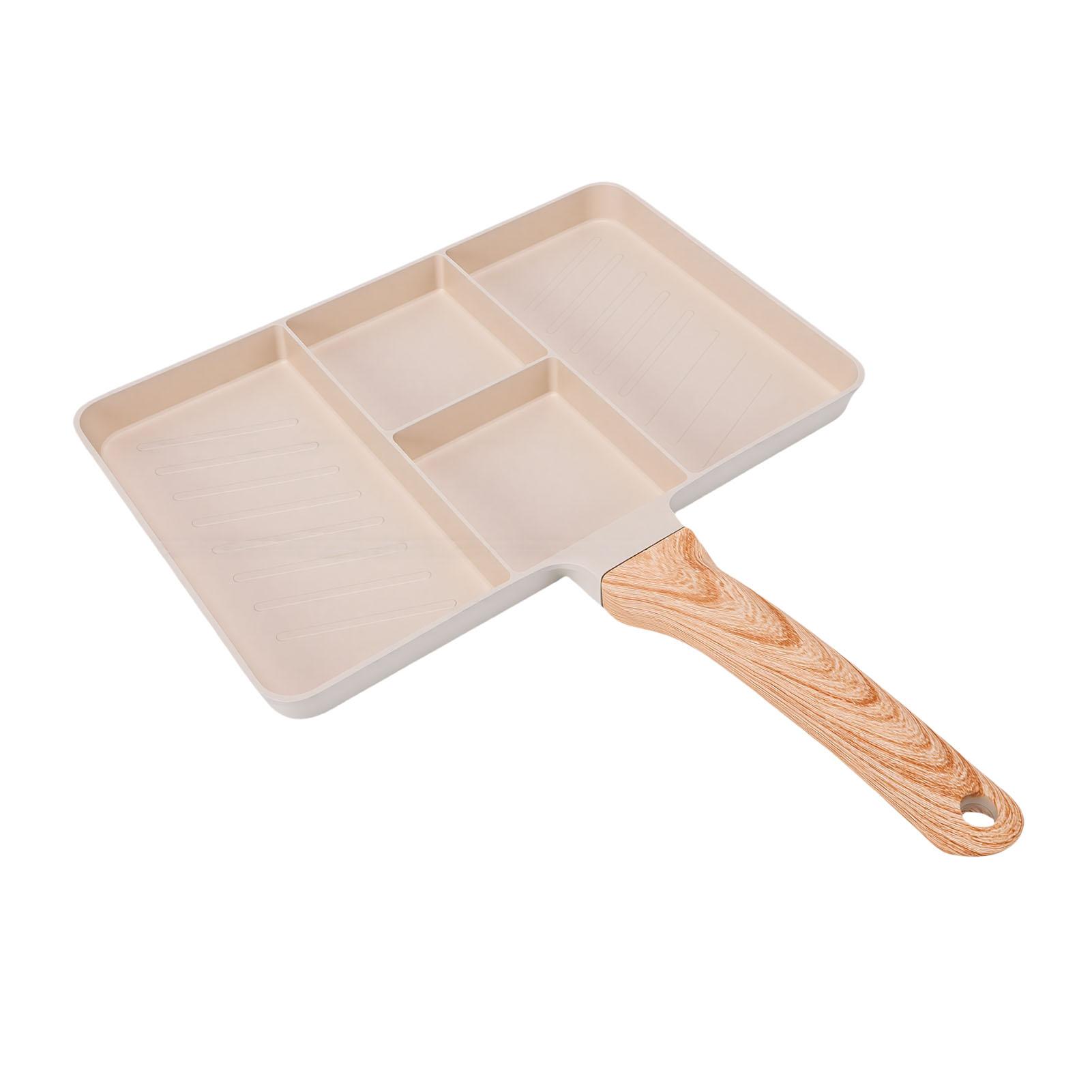 Kaisai Nonstick Divided Grill Pan 4 Section Breakfast Pan Versatile Griddle Pan For Egg Steak Easy To Clean