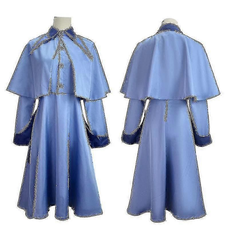 Damen Blaues Kleid Umhang Hut Set Rollenspiel Kostüm