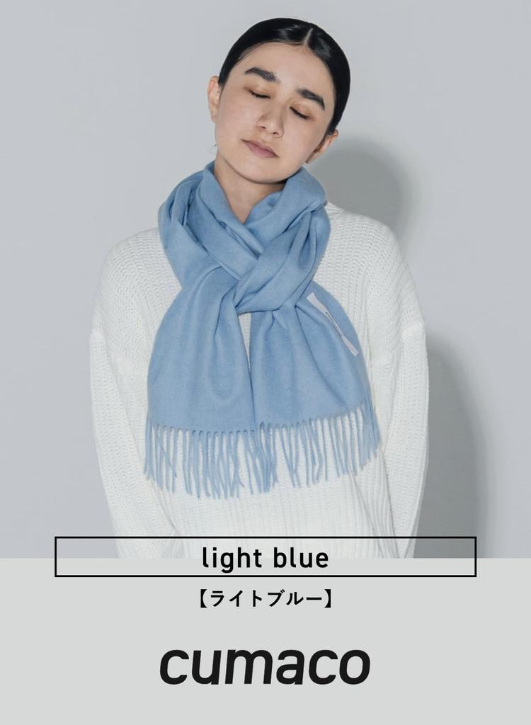 Light Blue Cashmere Solid Thick Brand Light [cumaco] 11. 100% Scarf, Color, Unisex, Large, Stole, Name, Gift, Blue, C-A0011B-0502