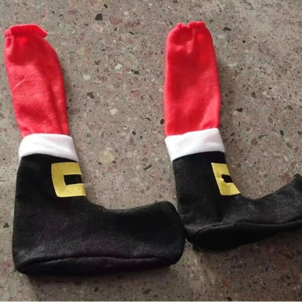 4PCS Anti Slip Christmas Table Chair Leg Cover Santa Claus Boots Covers Merry Christmas Decors Xmas Table Feet Mats