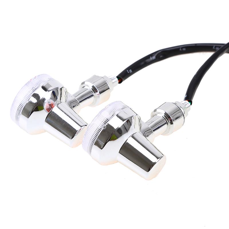 2pcs 12V Universal Chrome Mini Turn Signal Indicator Lights for Honda Kawasaki Cruiser Custom Motorcycle Retro Bullet Amber Blinker Lamp