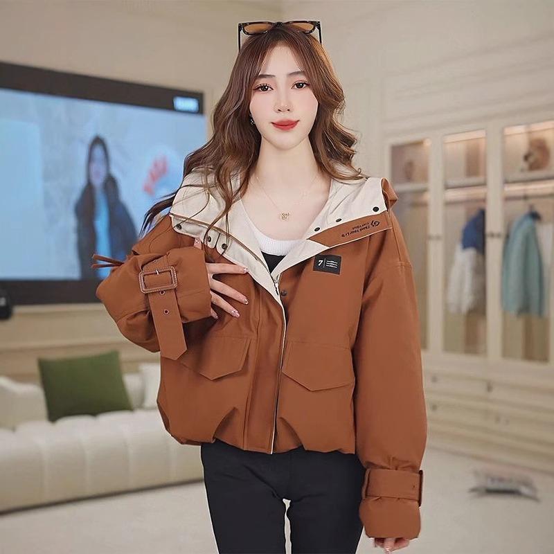 Short tooling down cotton clothes women's 2025 winter new loose casual fashion hooded pie overcome coat