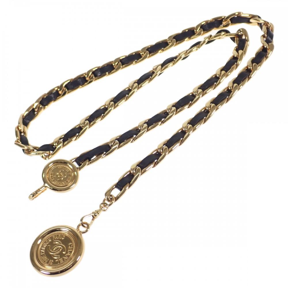 CHANEL  belt gold/black Gold Plated