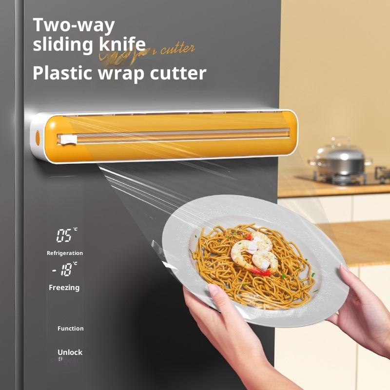 Dvojbřitý řezák na potravinovou fólii magnetický typ nastavitelný řezák na pečicí papír a hliníkovou fólii úložný box