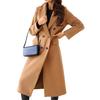 Women's Long Wool Blend Coat Double-Breasted Trench Coat Casual Notch Lapel Peacoat Fall Winter Overcoat