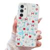 Blauer Stern Schleifen Muster Hülle Für Samsung Galaxy S25 Edge S24 Ultra S23 S22 Plus S21 FE S26 Ultra Lederstruktur Silikonhülle